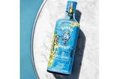Gin in glass bottle.